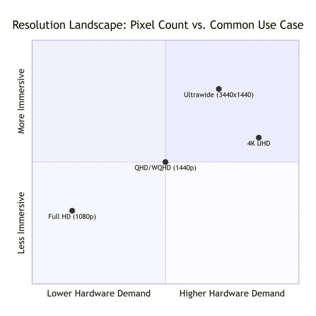 how these resolutions compare in total pixels and common use cases