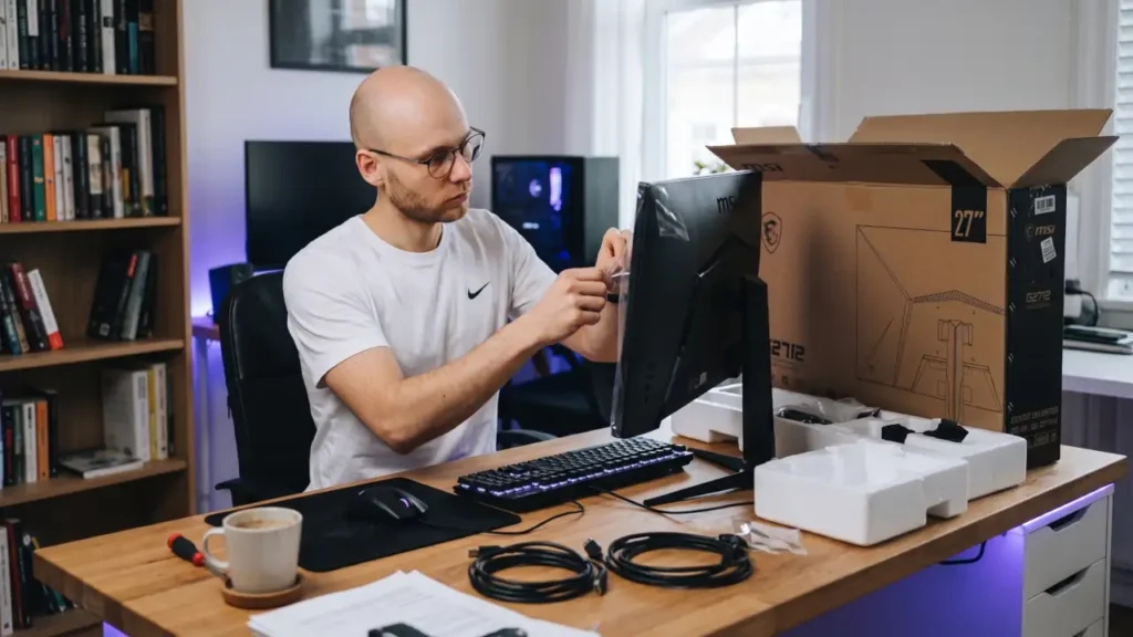 Unboxing and setting up the MSI G2712 27-inch gaming monitor
